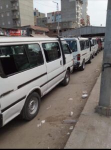 ازدحام المرورى وعدم توفر وسائل المواصلات بسبب نقل موقف عزبة البرج.